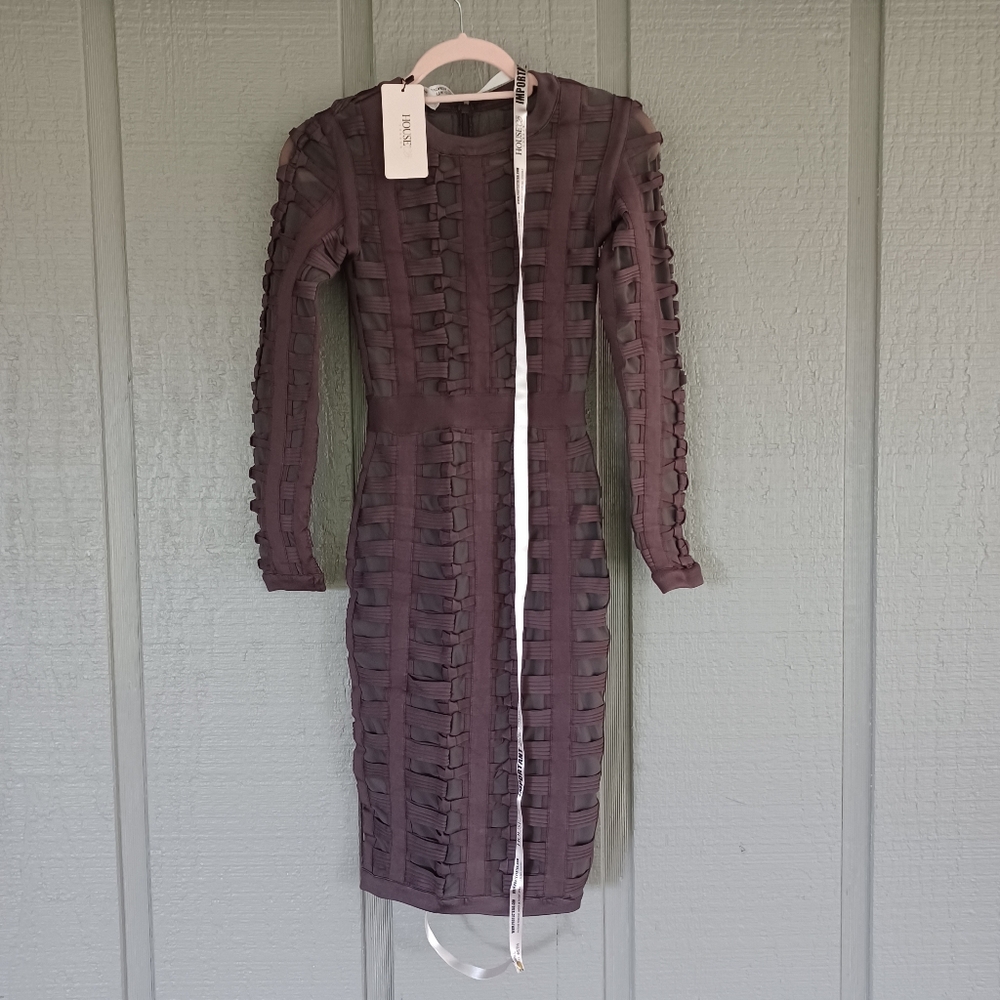 House Of CB Lola Bandage Bodycon Dress Size XS Party Long Sleeve Women Stretchy